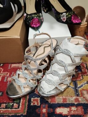 Nina Silver Strappy Heels